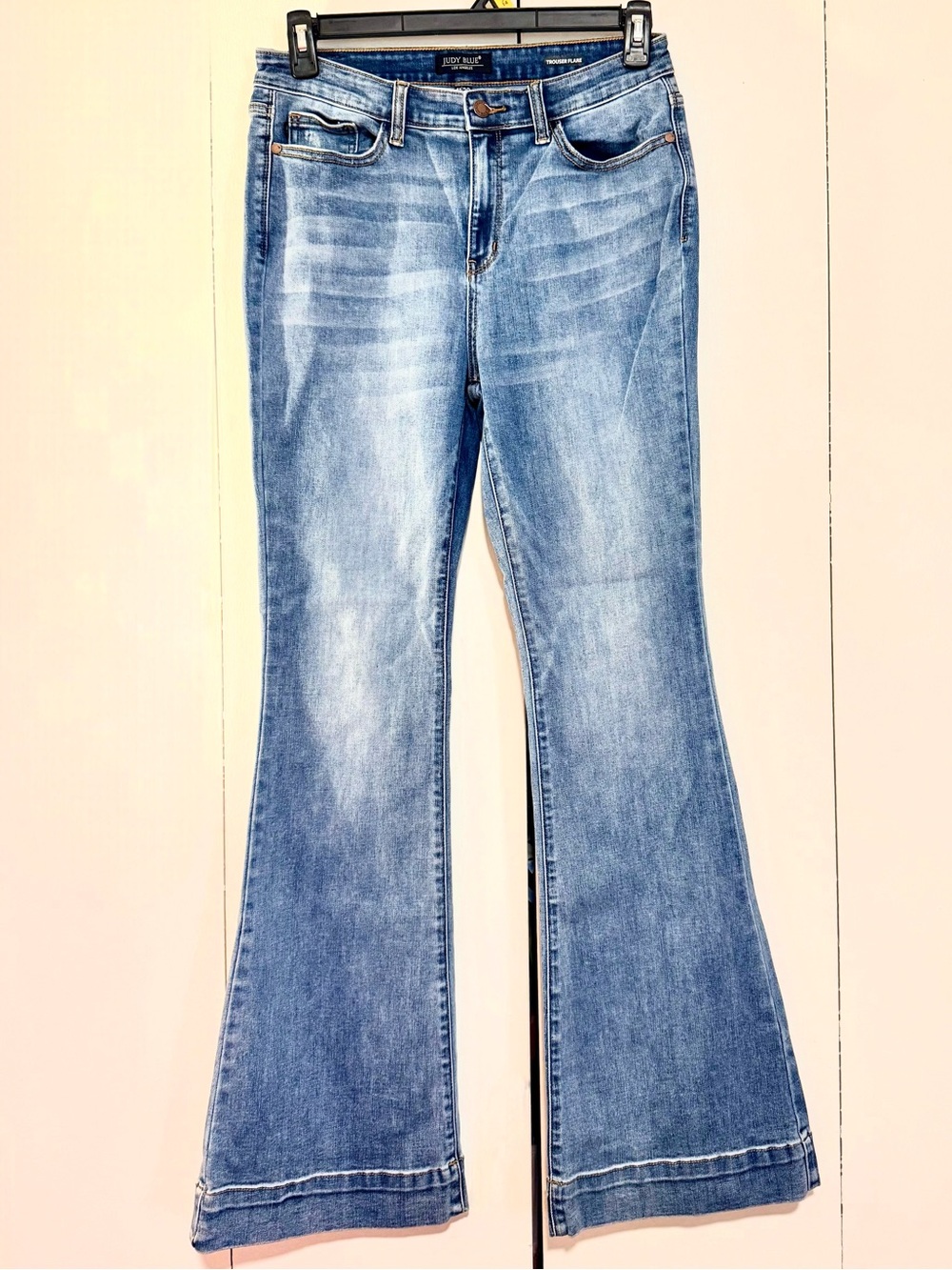 Judy Blue Trouser Flare Denim Jeans Size 11 / 30 High Rise Wide Hem Stretch